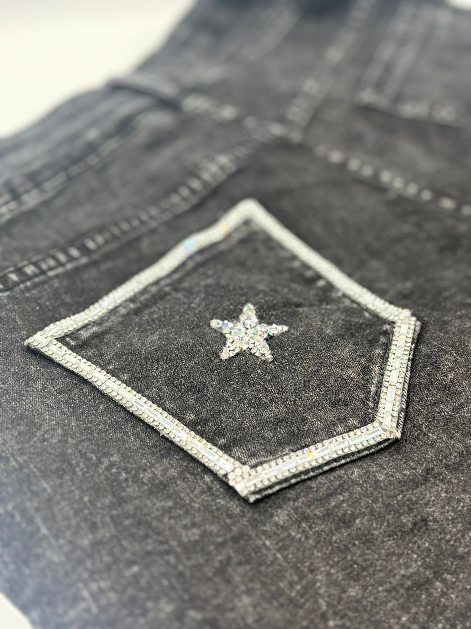 Midnight Sparkles - Women's Black Jean Shorts