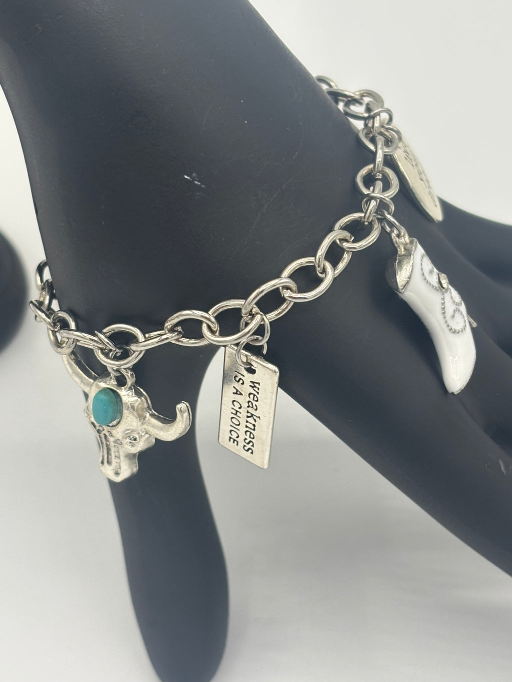 Country Western Cow skull & Heels Toggle Bracelet