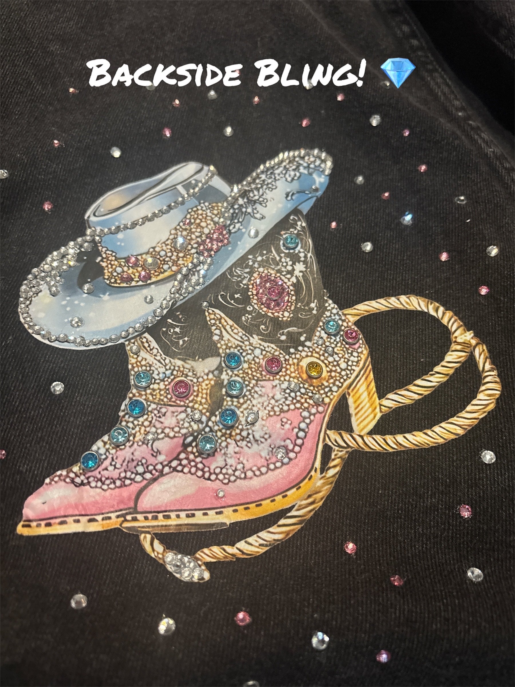 "In Dolly We Trust" -Women's Black Denim Jacket