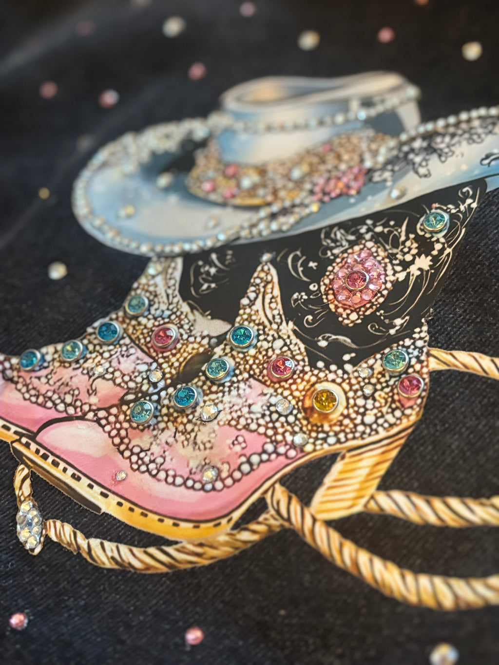 "In Dolly We Trust" -Women's Black Denim Jacket