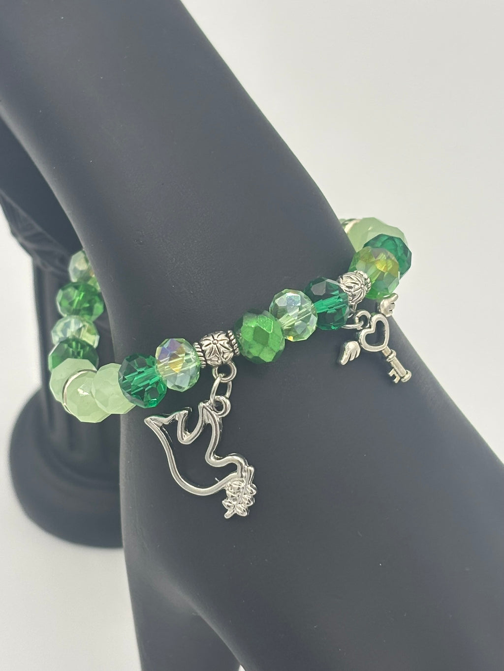 Luminous Crystal & Glass Emerald Beads Women's Bracelet
