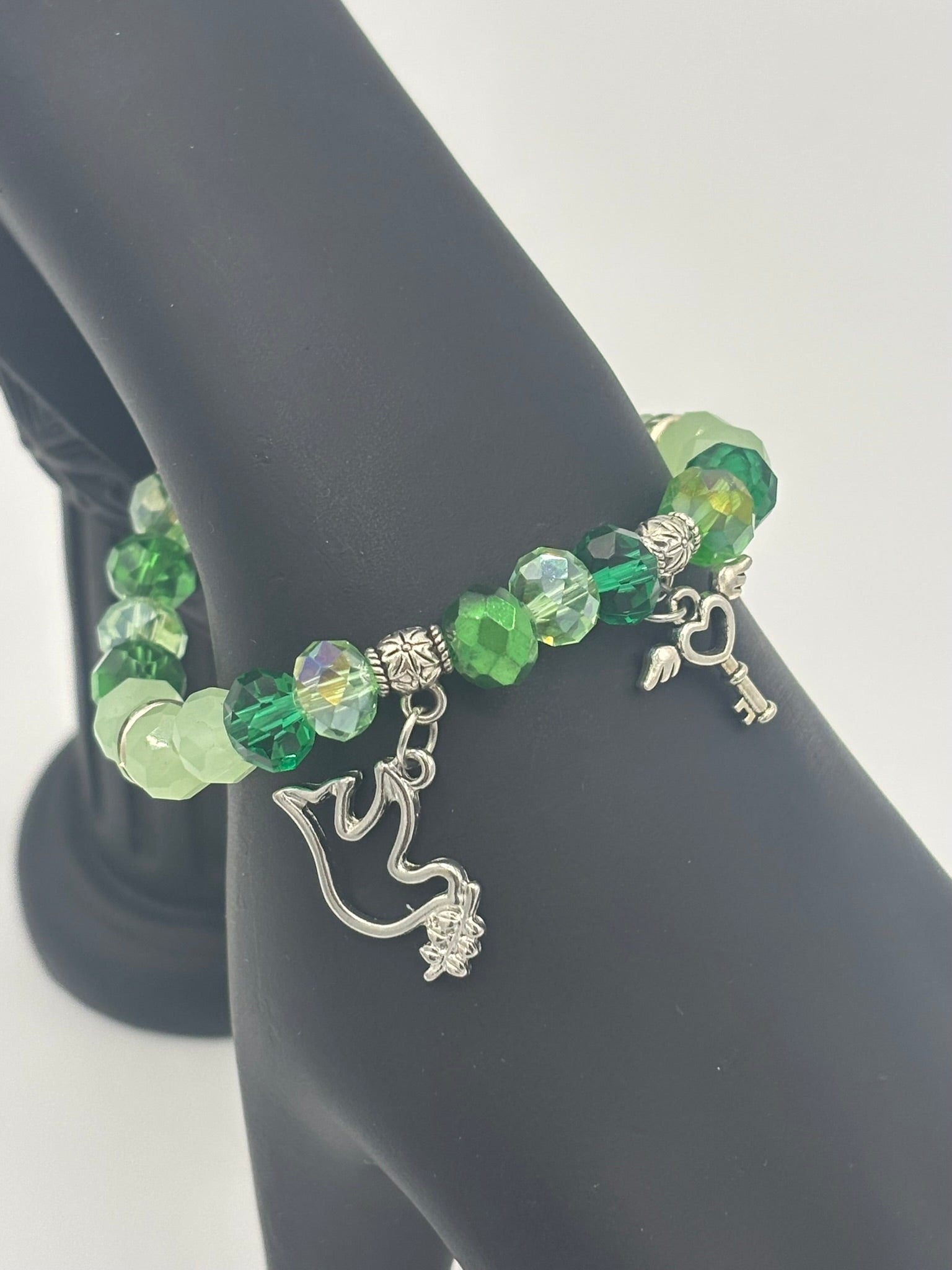 Luminous Crystal & Glass Emerald Beads Women's Bracelet