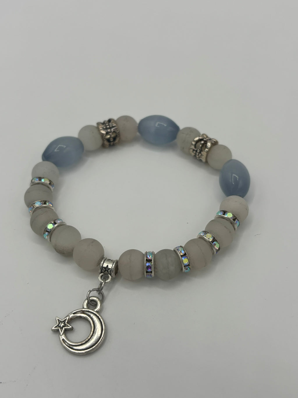 Clear Matte & Gray Opal Beaded Women's Bracelet