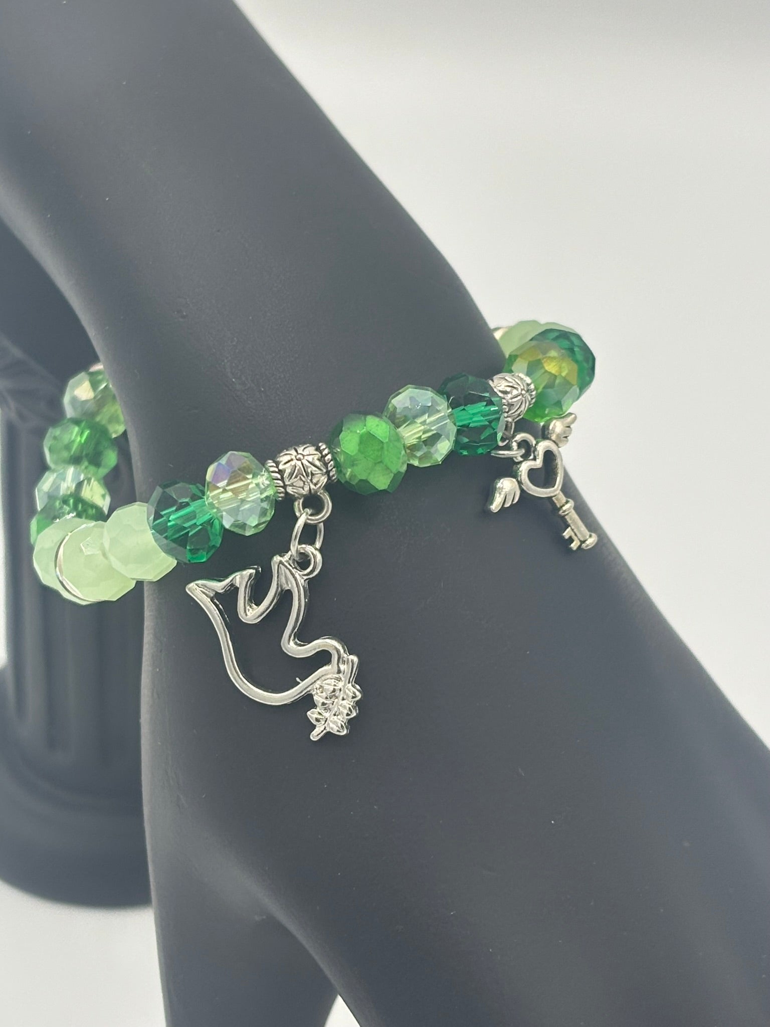 Luminous Crystal & Glass Emerald Beads Women's Bracelet