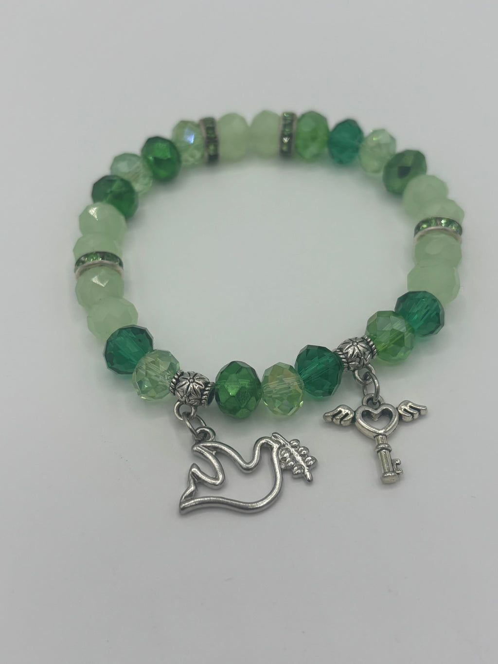 Luminous Crystal & Glass Emerald Beads Women's Bracelet