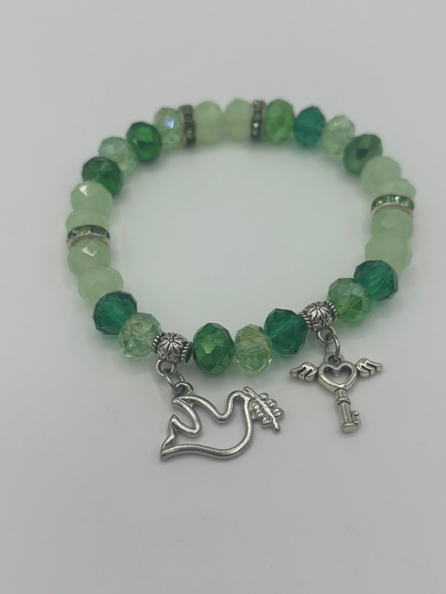 Luminous Crystal & Glass Emerald Beads Women's Bracelet