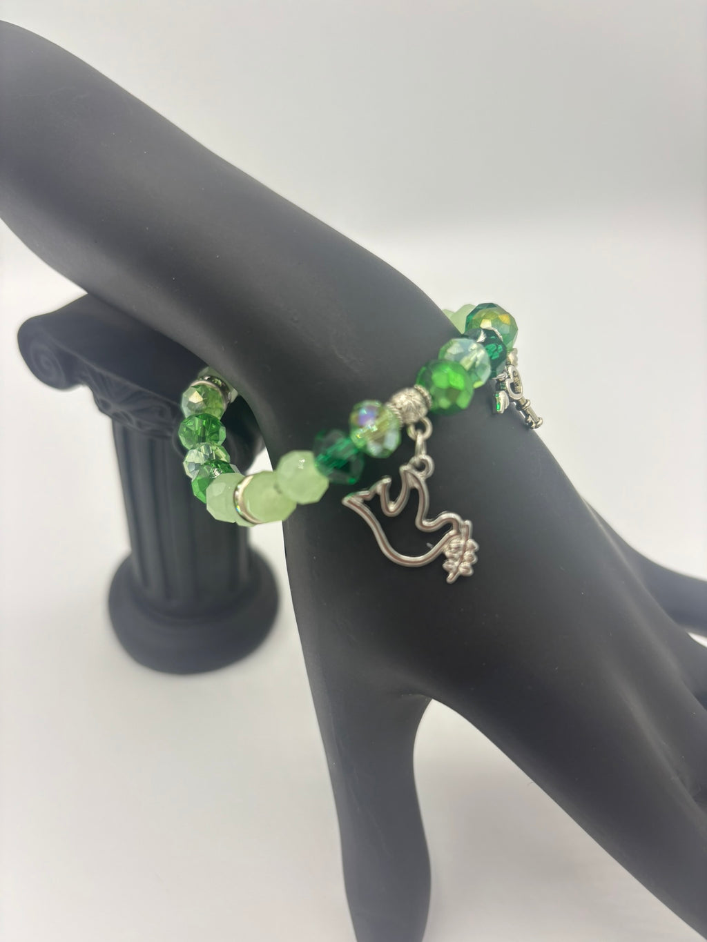 Luminous Crystal & Glass Emerald Beads Women's Bracelet