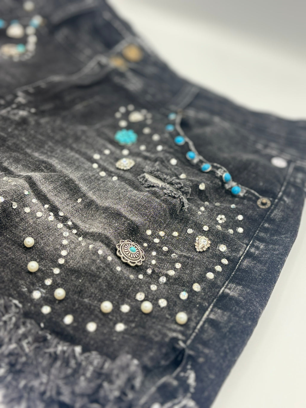 Midnight Sparkles - Women's Black Jean Shorts