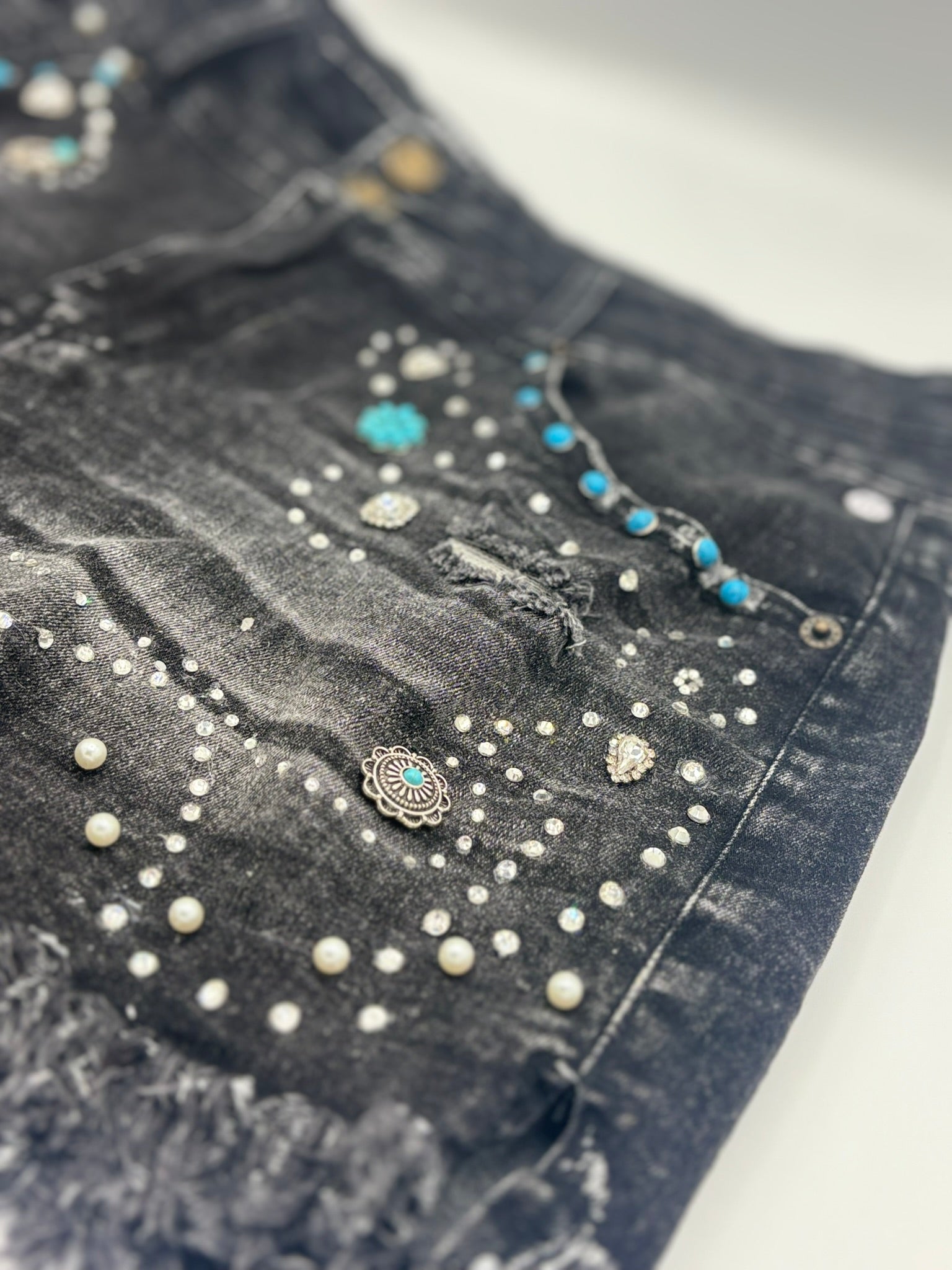 Midnight Sparkles - Women's Black Jean Shorts