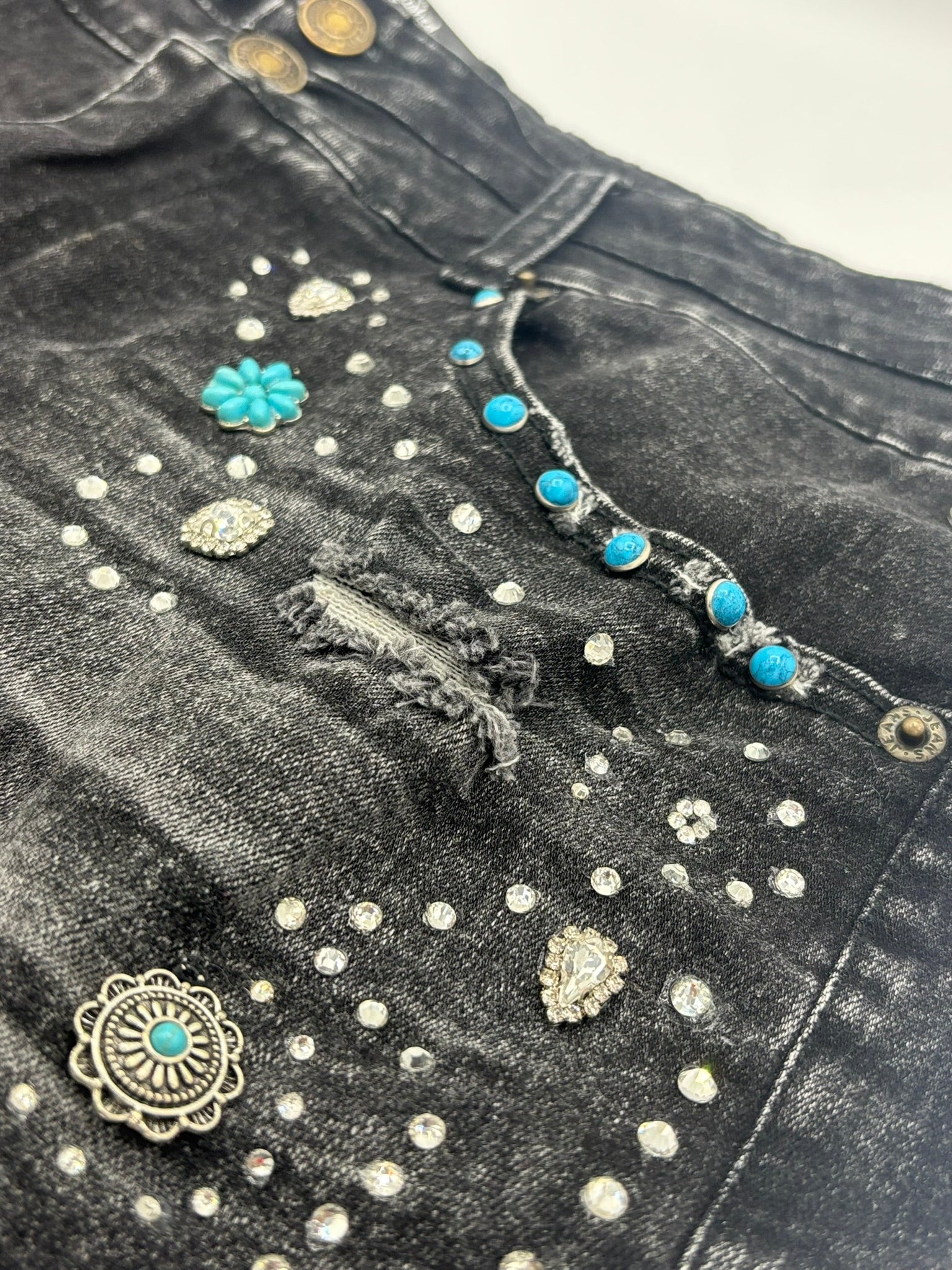 Midnight Sparkles - Women's Black Jean Shorts