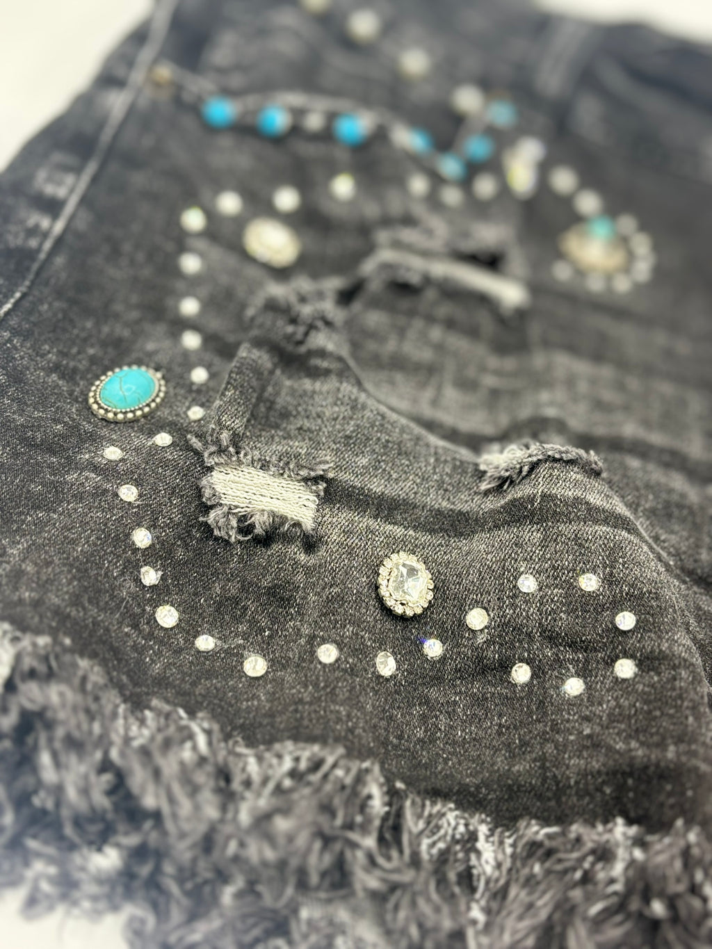 Midnight Sparkles - Women's Black Jean Shorts