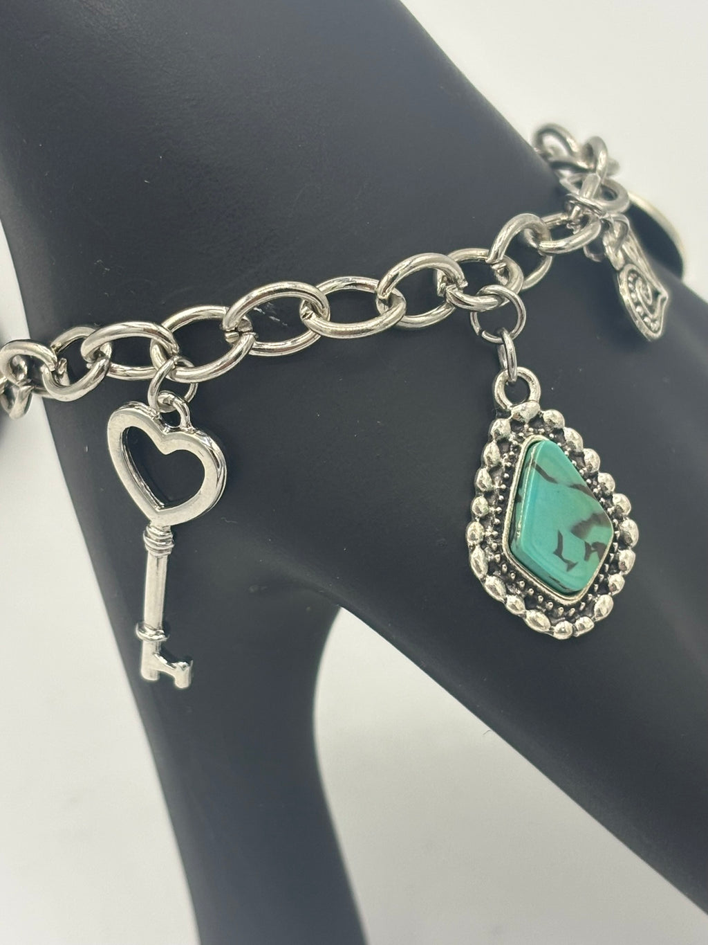 Turquoise, Hearts, and Love Toggle Bracelet