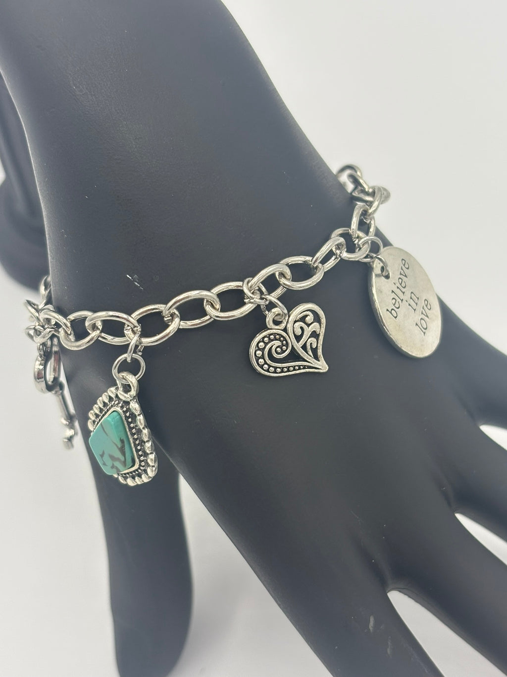 Turquoise, Hearts, and Love Toggle Bracelet